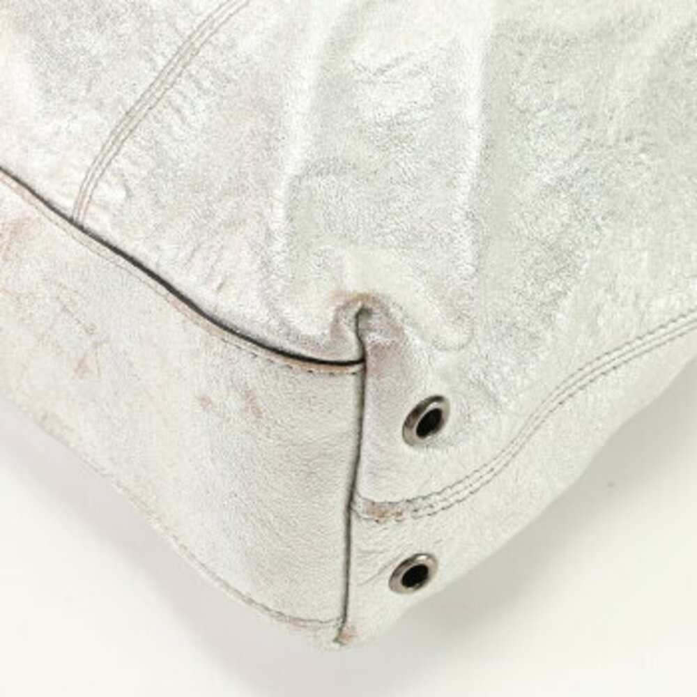 Burberry Leather Tote Bag Shoulder Business Document Silver - Picture 11 of 13